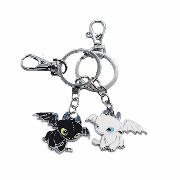 2 par metall nøkkelring Dragon Shape tannløs nøkkelring gave
