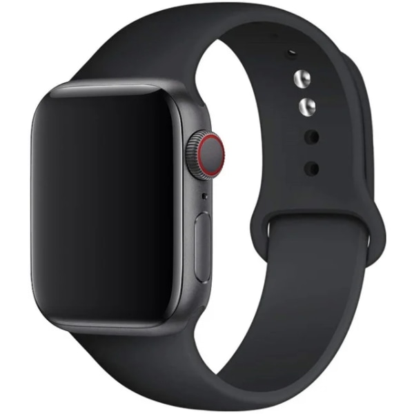 Silikonrem för Apple Watch Band 45mm 44mm 42mm 49mm 41mm 40mm 38mm armband iwatch Series 8 7 9 SE 4 3 5 Ultra 6 Svart Black 42 44 45 49 mm M-L