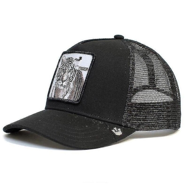 Voksen Sort Panther Mesh Cap Sommer Baseball Cap Trucker Cap W-WELLNGS Tiger - Black