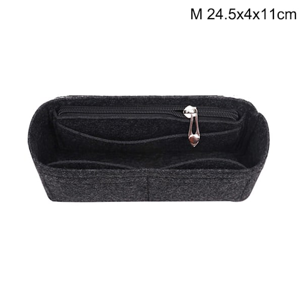 Multi-Pocket Dame Indsats Taske Håndtaske i filtstof Sort Black M