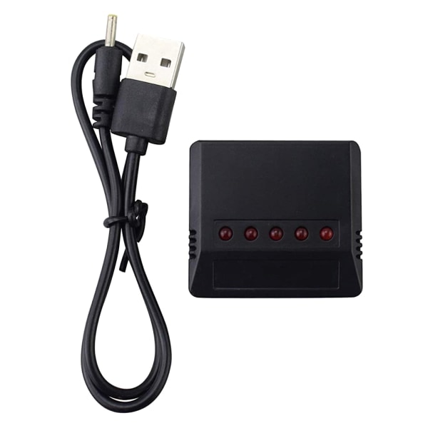 5 i 1 batterilader med 5 stk 3,7V 550mAh litium polymer Li-Po batterier og USB-ladekabel for SYMA Q11 H99W