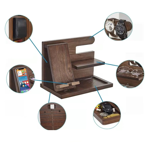 Træ Docking Station Organizer Nøgleholder