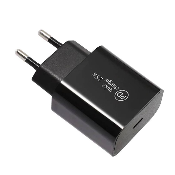 Hurtig oplader 25W til Samsung USB-C med 2M USB C-kabel Sort USB-C-oplader + 2M-kabel