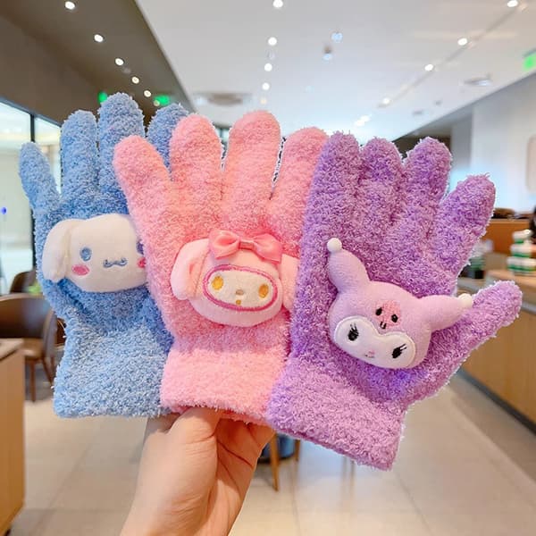 Par Kuromi Melody Cinnamoroll Kt Cat Handskar Höst Vinter W Purple