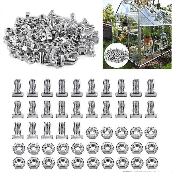 50 stk. Aluminium Møtrikker Sæt Drivhus Rustfrit Stål Møtrikker til Terrasse Drivhus Tilbehør