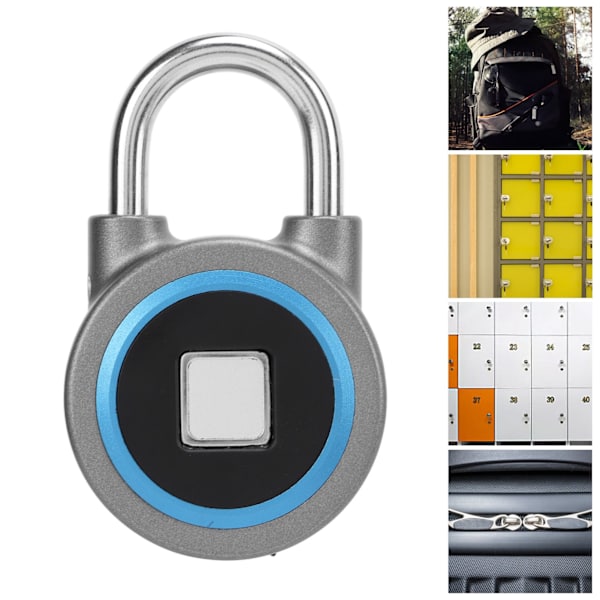 Fingeravtrykklås USB-lading Fjernstatus Lås opp Lås for Gym Locker Safe Blå