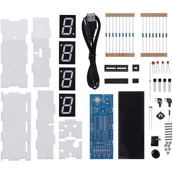 DIY Elektronisk Klockkit (Blå) - 4 LED Digital Klockkit Automat