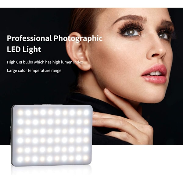 LED-videovalo, 3200-5600K 3 valaistustilaa ja kirkkaus 10 tasoa himmennettävissä