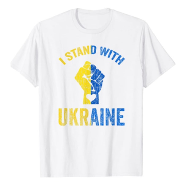 Ukraina T-shirt Unisex Stil Casual Kortärmad För Kvinnor Män Vit White 4XL