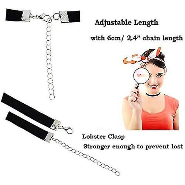 20 st svart choker-set, klassiska choker-halsband, lager med svarta chokers, halsbandspresent till kvinnor