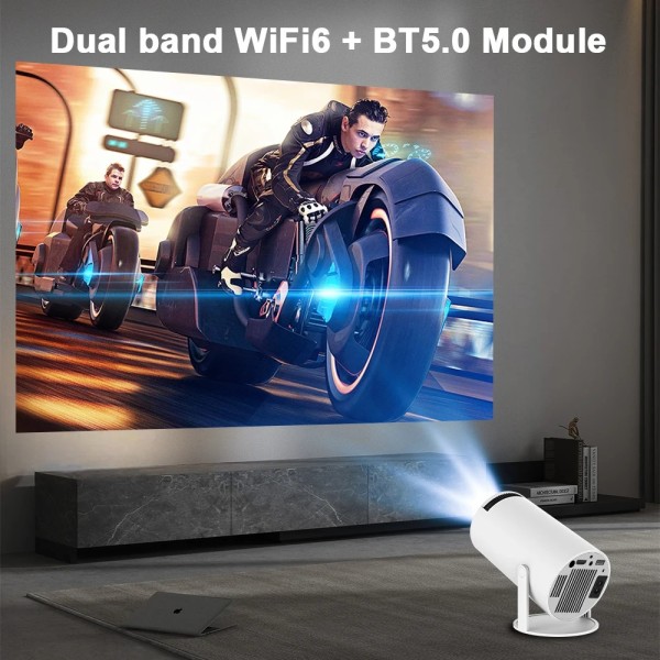 4k-projektori Android 11 Dual Wifi6 200 Bt5.0 1080p 1280*720p Valkoinen