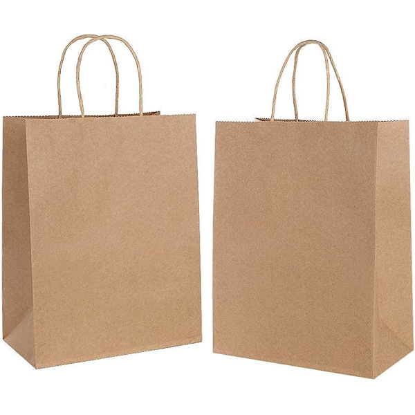 Presentpåse 30 st Kraftpapperspåse med Handtag, Papperspåse för Födelsedag, Bröllop, Jul och Festfirande (Tjock)