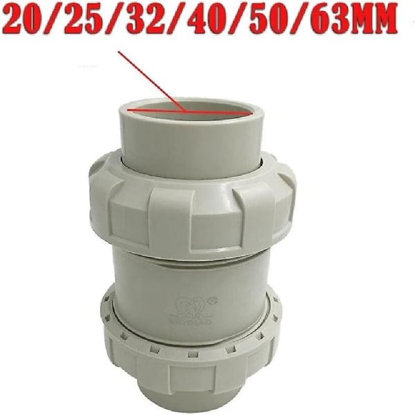 Diameter (40mm) vanntett Lmellgrå in-line tilbakeslagsventil for vaskemaskin