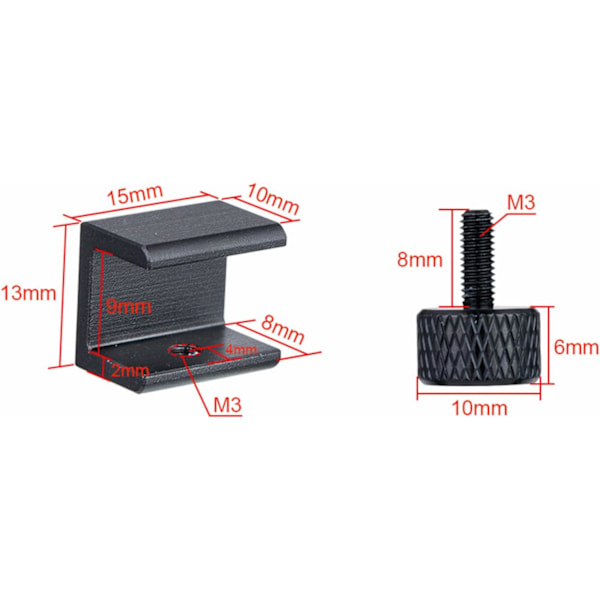 4 stk. Glasseng Klemmer Glasshylle Brakett Aluminiumlegering Hot Bed Glass Plattform Monteringsbrakett for 3D-skriver Justerbar 3D-skriver Tilbehør,