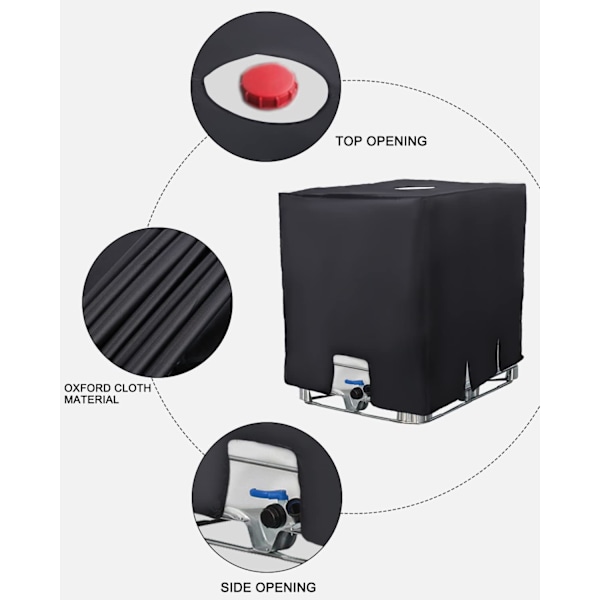 IBC-behållare, skydd, UV-skydd, skyddande lock för vattentank 1000 l, skyddande lock Black