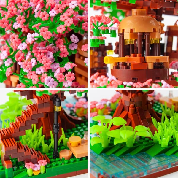 Mini Bonsai Kirsebærblomst Træ Byggeklodser Sæt, Sakura Bota