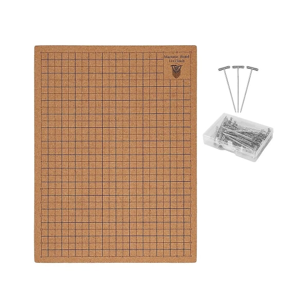 Macramébräda med stift, 12x16 tum bärbar dubbelsidig macraméprojekbräda med rutnät, återanvändbar mac