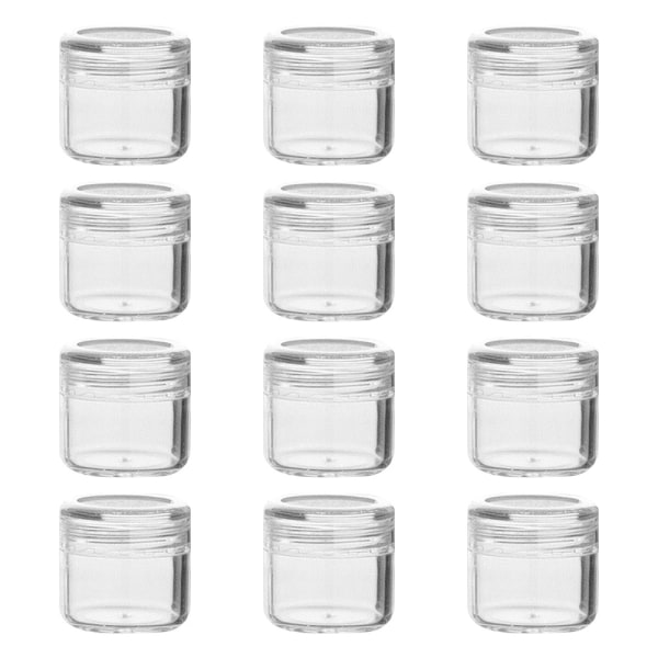 12 pcs clear plastic storage container jar with rounded screw lid