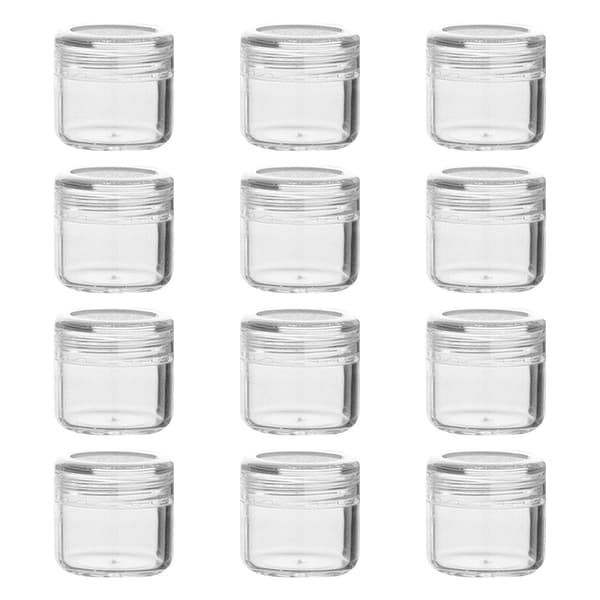 12 st transparenta plastförvaringsbehållare med rundad skruvlock