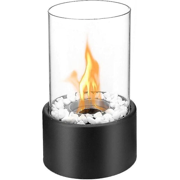 Bioethanol Pejs Indendørs Udendørs Camping Glas Topbrænder Fire Katy Sort Bord Rund (sort)