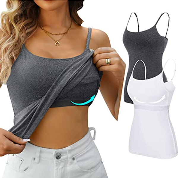 Kvinners Camisole Ermeløs Cami Vest Topp Yoga Tank Top Grå grey XL