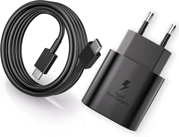 Snabbladdare för alla Samsung-modeller med 2 m lång USB-C-kabel Vit