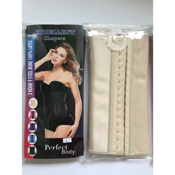 Talje-træner i naturlatex korset sort Black XL