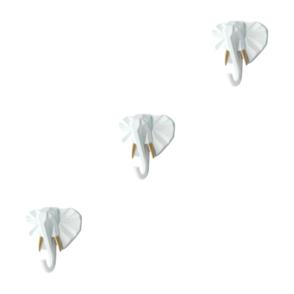 1/2/3/5 Robust og holdbar dyrehoved nøglekrog til enkel hvidguld (elefant White gold (elephant 3 Sets