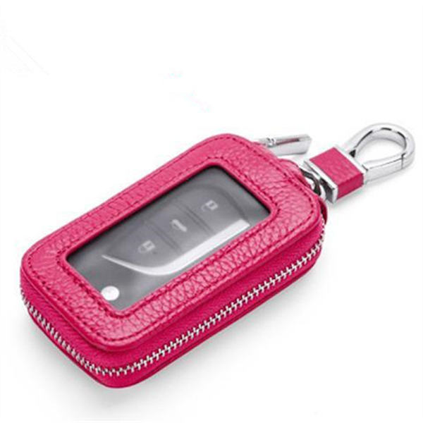 Herr Dam Mode Läder Dragkedja Bil Nyckelhållare Transparent Wi - spot sale Rose röd Rose red one size