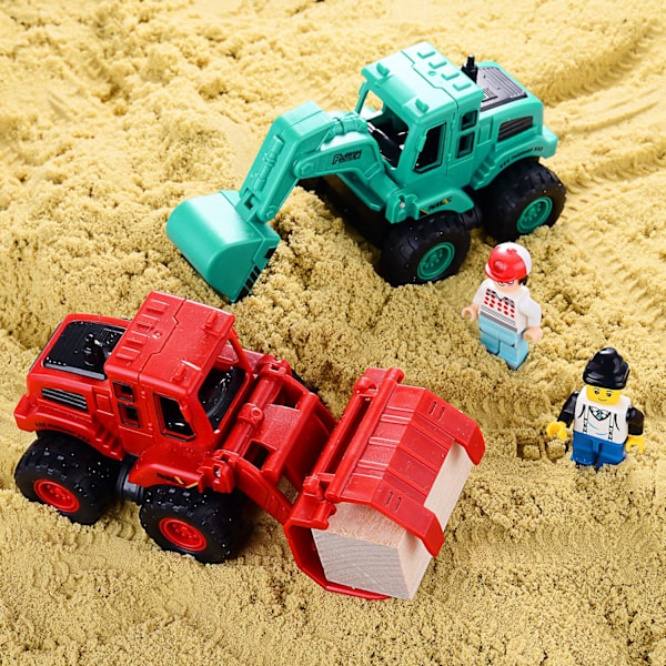 Konstruksjonsleker for 3 år gamle gutter og jenter, friksjonsdrevne konstruksjonsbiler leketøysandbil med gravemaskin, bulldoser, (farge 4-pakning)