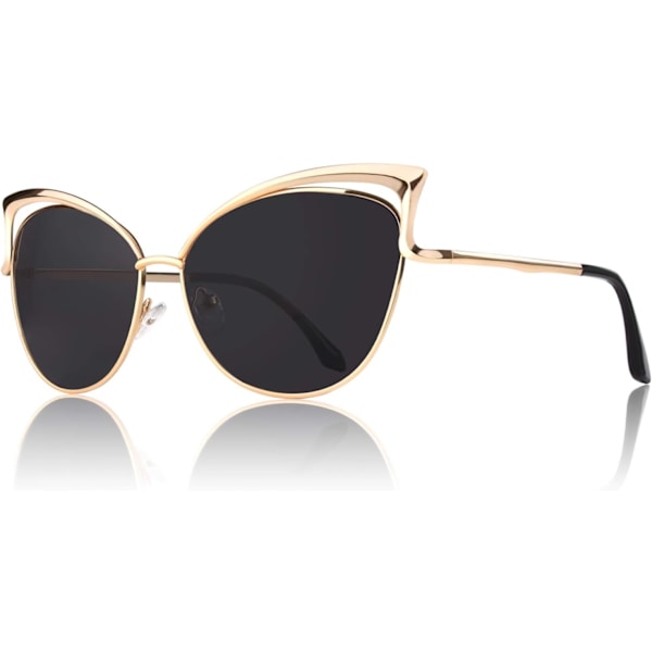 Trendy Oversized Solbriller for Kvinner Polariserte Cat Eye Søte UV400 Beskyttelse Svart Linse Black Lens Model B