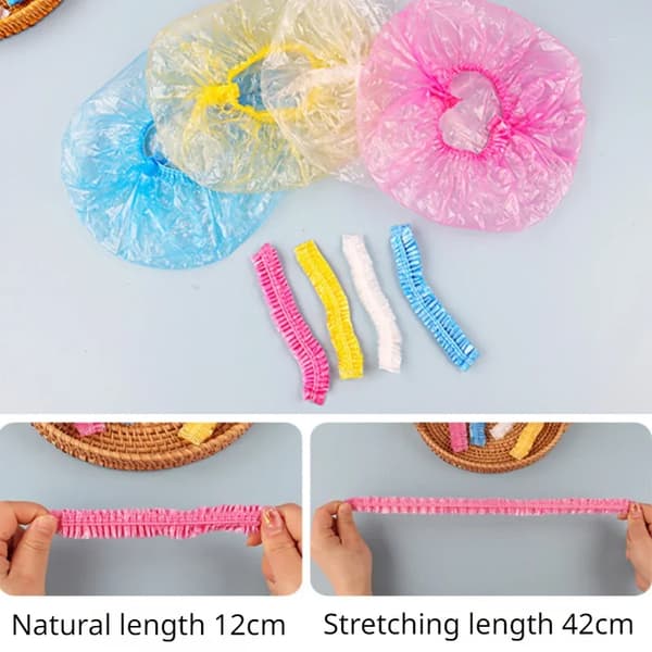 Engangs badehætter Sauna tilbehør Gennemsigtige og vandtætte engangs hårhætter Badeværelsesprodukter Hjem 100PCS-Pink