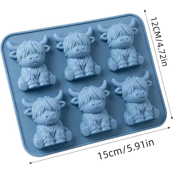 Mini Highland Ko Isbitsform, 3D Silikonform för Isbitar i Koform, Silikon Djur Isbitsform