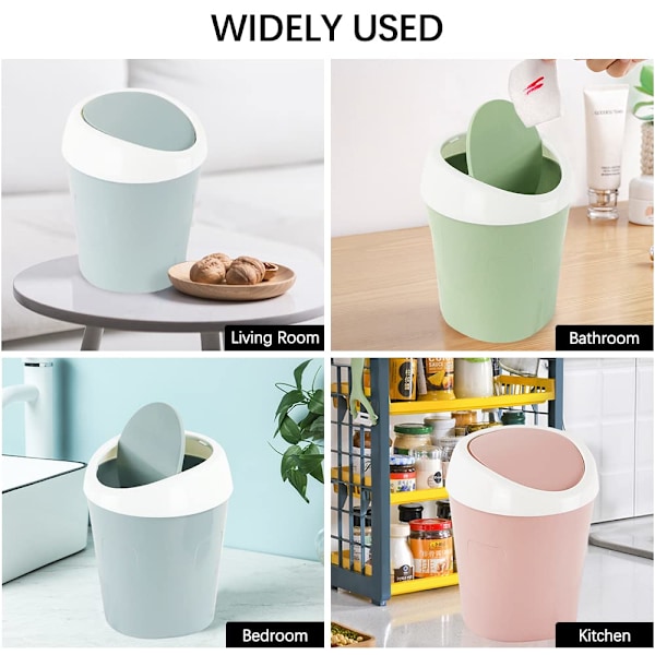 2 små søppelkasser Mini skrivebord søppelkorg (blå, rosa)