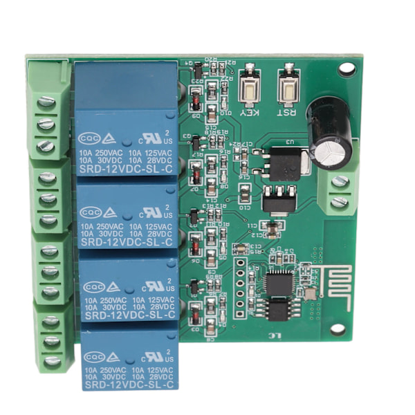 Kanalrelæmodul ESP8266 Chip WiFi Trådløs Kontrol Kvadratisk Relækort til Elektronisk Udstyr DC12V