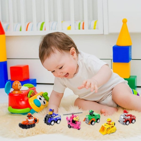 Paw Patrol -hahmot ja autot, 6 kappaleen setti, Paw Patrol -autot, lasten lelut, Chasea poliisiauto, joululahjat, syntymäpäivälahjat lapsille