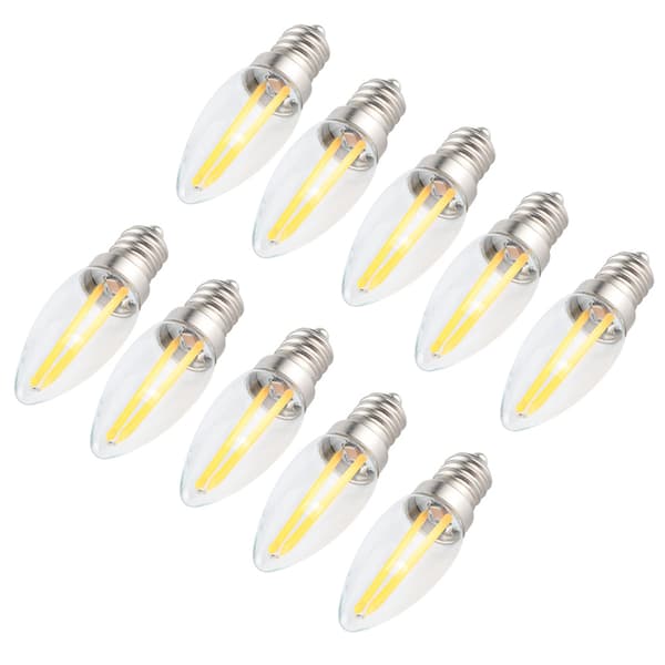 10 st E12 Långa Glödtråds LED-lampor Dimbara 1,5W AC110V för Hembelysning 0.1