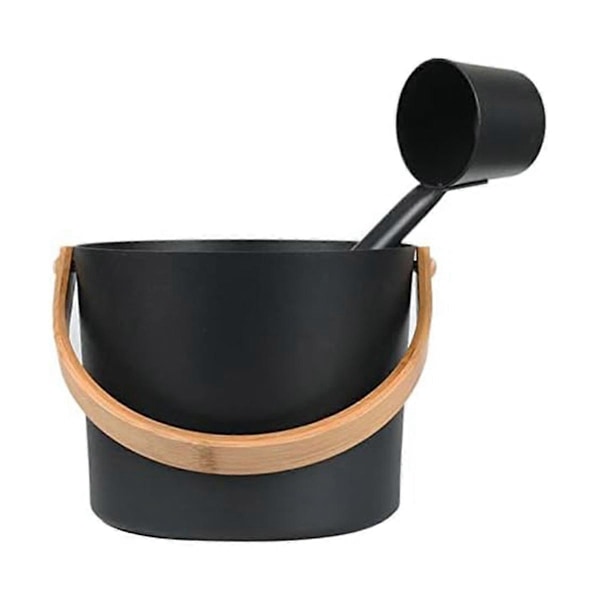 Finsk Sauna Aluminiumspand, Sæt med langskaftet ske, Saunaspand, Badeværelse, Tilbehør til saunadampbad [qb]