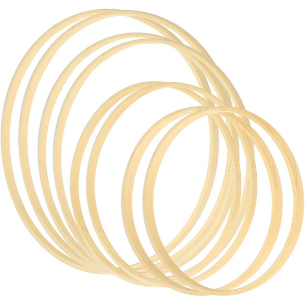 8 bambu ringar 4 storlekar för Macrame träblommiga ringar och bambu
