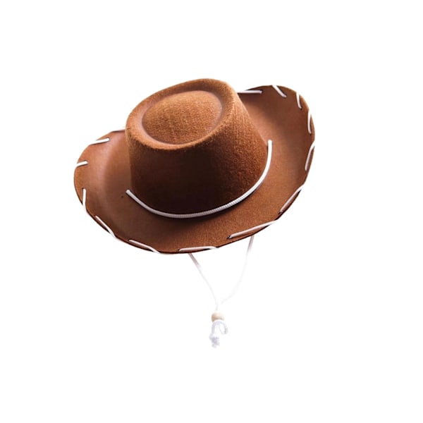 1/2/3/5 Cowboyhat i filt Cowgirlhatte med vindlinse solhat Brun Brown 1 Pc