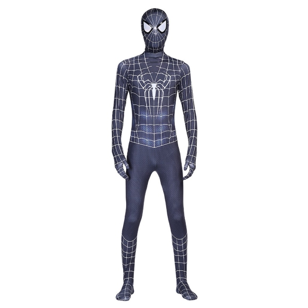 Svart Spiderman Kostyme Venom Cosplay Jumpsuit for Kids Boys Black Spiderman Black Spiderman 7-9Years = EU122-134