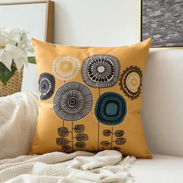 Dekorativa kuddfodral set om 4 45 cm X 45 cm Boho linne