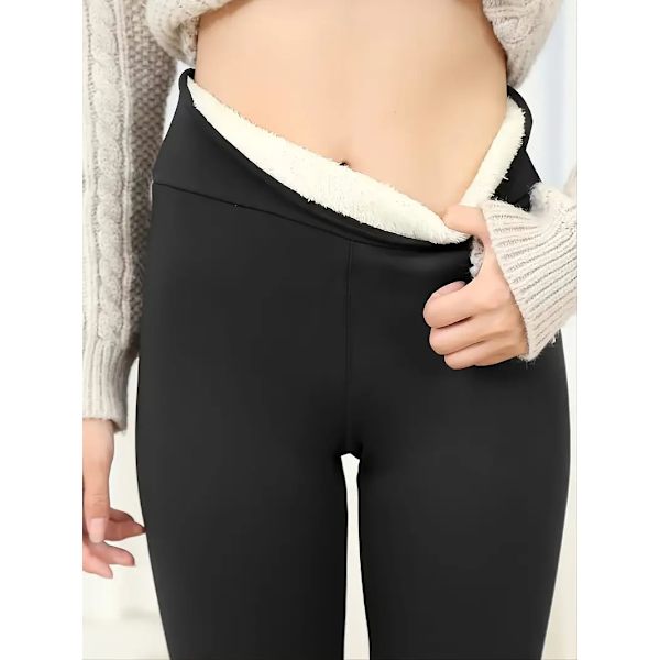 Full Coverage Sherpaforet Leggings med varm, blød foring, højtaljede afslappende strækleggings, damebeklædning grå grey M