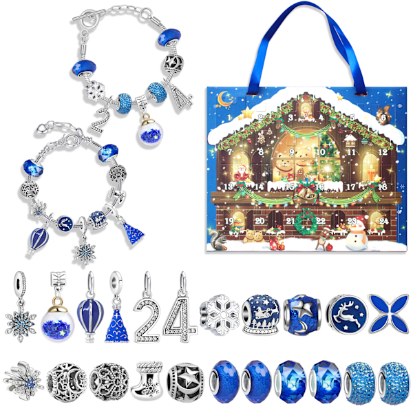 Ny 24-dagars julkalender med överraskningsklockor - Blind Box-set, kreativt handgjort DIY-armband, presentask till barn style 7