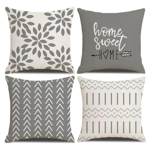 Set med 4 dekorativa kuddfodral i lantlig stil, geometriska abstrakta accentkuddfodral, dekorativa kuddfodral, moderna för utomhus- och inomhusbruk, för soffa, mixad grön Mix greens 60x60 cm