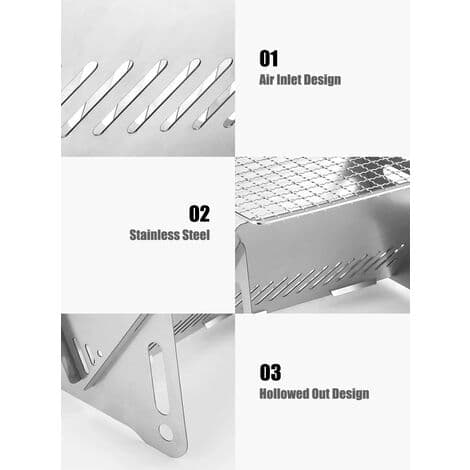 Mini foldbar og mobil grill - Grilloverflade ca. 16cm x 21cm