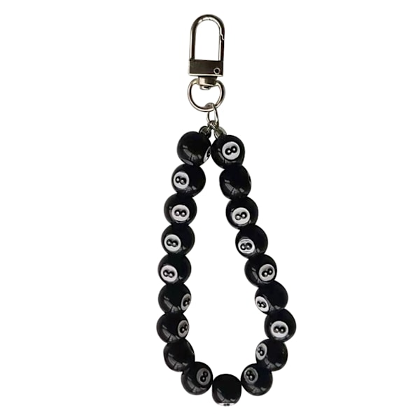 Billjard 8-boll Pärlhandledsband Nyckelband Mobiltelefon Charm Rem Mode Nyckelband Armband Nyckelring Hänge för Nycklar Plånbok