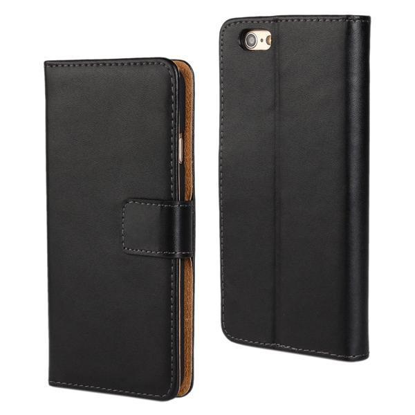 Pung etui iPhone 6s Plus, ægte læder Black Black