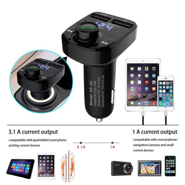 FM-lähetin Langaton Bluetooth Auton USB-laturi Musiikkisoitin