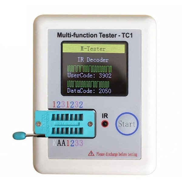 Multifunktionstestare, LCR-TC1 TFT Transistortestare Diod Triod Kapacitansmätare NPN PNP MOSFET, Färgrik displayficka